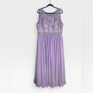 EVA Purple Sleeveless Maxi Lace Studded Waist Dress 3XL